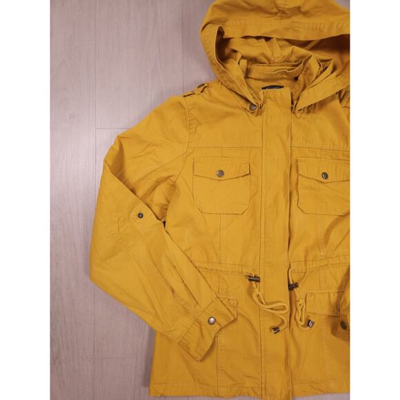 Shinestar XL Mustard Yellow Utility Cotton Jacket with Hoodie Full Zip - Picture 3 of 15